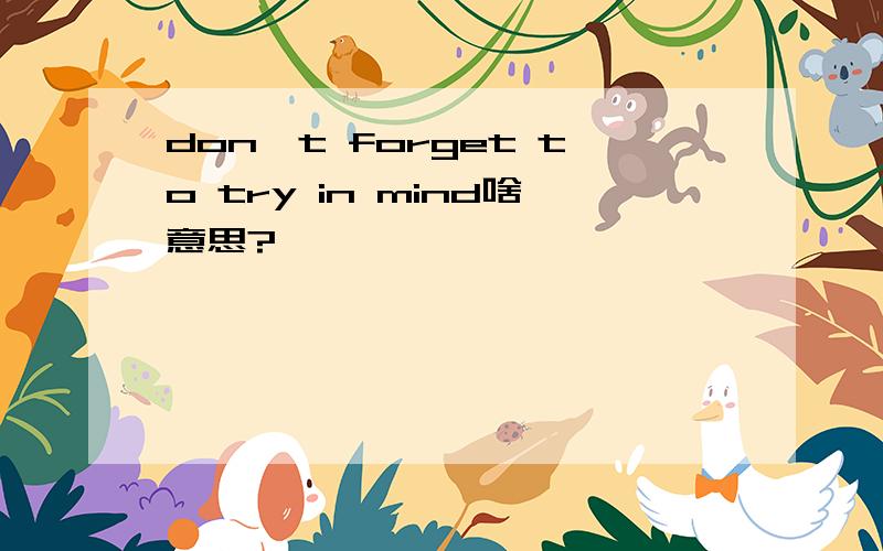 don't forget to try in mind啥意思?