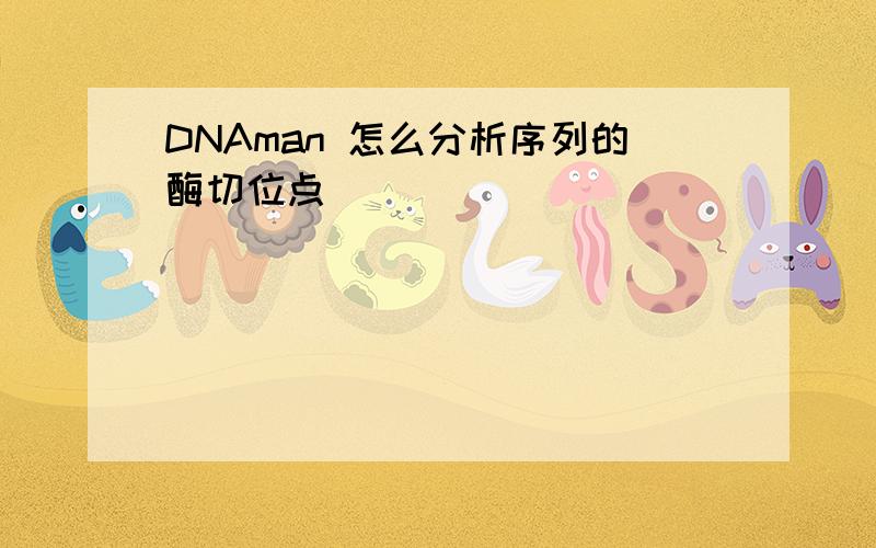DNAman 怎么分析序列的酶切位点