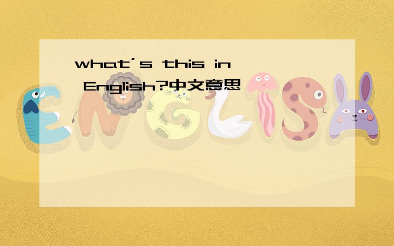 what’s this in English?中文意思