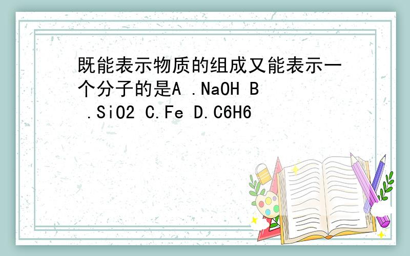 既能表示物质的组成又能表示一个分子的是A .NaOH B .SiO2 C.Fe D.C6H6