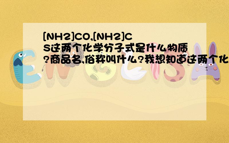 [NH2]CO,[NH2]CS这两个化学分子式是什么物质?商品名,俗称叫什么?我想知道这两个化学分子式用我们的中文叫什么,我急要知道,请那位大哥大姐告诉我,跪拜!