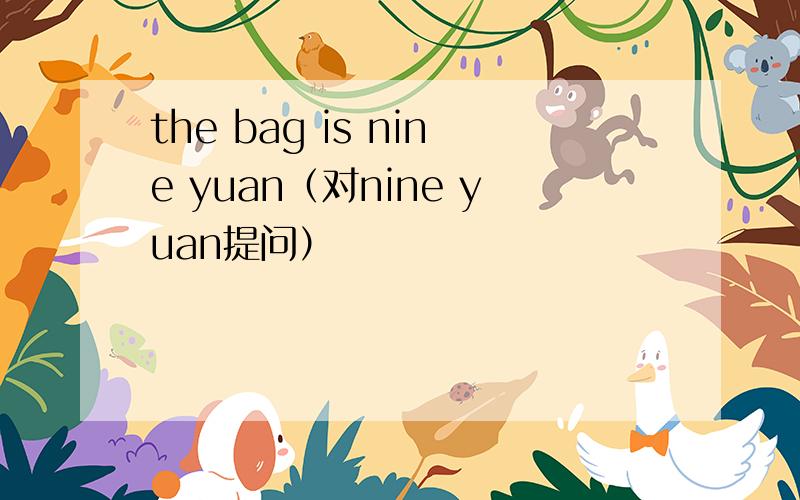 the bag is nine yuan（对nine yuan提问）